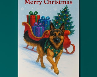 German Shepherd Dog - Santa’s Helpers Collection - Christmas Card - Funny Dogs - Dog Breeds - Premium Greeting Card & Envelope Personalised