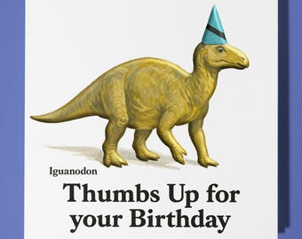 Dinosaur Iguanodon  - Birthday Card - Personalised card -  Funny Animal Card - Premium Greeting Card & Envelope Mum Dad Son Sister Friend