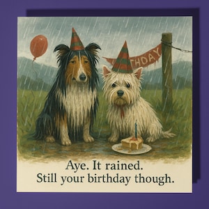 Cani scozzesi - Biglietto di auguri di buon compleanno - Animale divertente - Busta per biglietti di auguri premium - Biglietto personalizzato per cani - sorella figlia amica papà