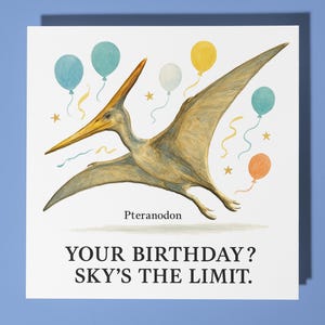 Dinosaurier Pteranodon - Geburtstagskarte - Personalisierte Karte - Lustige Tier Karte - Premium Grußkarte & Umschlag Mama Sohn Schwester Freund
