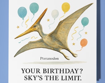 Dinosaur Pteranodon - Birthday Card - Personalised card - Funny Animal Card - Premium Greeting Card & Envelope Mum  Son Sister Friend