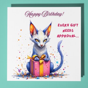 Carte de joyeux anniversaire chat oriental - animal rigolo - carte de voeux et enveloppe premium - carte chat personnalisée - petit-fils fille fils maman