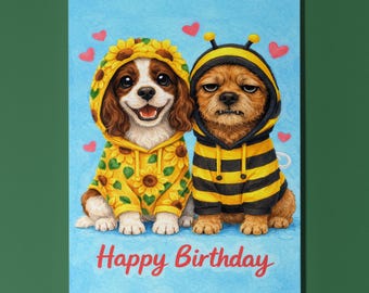 Springer Spaniel Border Terrier Birthday Card Personalised Bee Sunflower Hoodie Dog Lover Gift