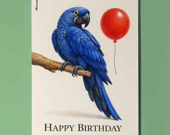 Animal Hugs Series Hyacinth Macaw: Rare and radiant Happy Birthday Card  Premium Greeting Card Envelope Personalised Friends Family members