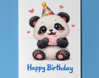 Biglietto d'auguri Panda Mochi, regalo carino e personalizzato per gli amanti degli animali