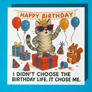 Chat d'anniversaire - carte de joyeux anniversaire - animal drôle - enveloppe de carte de voeux premium - carte de chat personnalisée - soeur fille amie maman