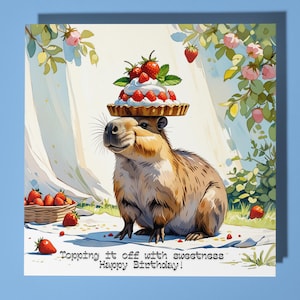 Capybara Geburtstagskarte - Lustiges Tier - Premium Grußkarte & Umschlag - Personalisierte Geburtstagskarte - Mama Papa Sohn Schwester Freund Bruder