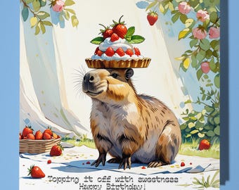 Capybara Birthday Card - Funny Animal - Premium Greeting Card & Envelope - Personalised Birthday card - Mum Dad Son Sister Friend Brother