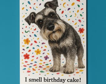 Dog Breeds Collection - Don’t Look Away - Schnauzer Dog- Birthday Card - Funny Animal - Premium Greeting Card & Envelope - Personalised card