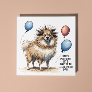 Handgemachte Lustiger Hund mit Luftballons Alles Gute zum Geburtstag Karte Lustige Tier Karte Tierliebhaber Premium Grußkarte Mit Weißen Umschlag