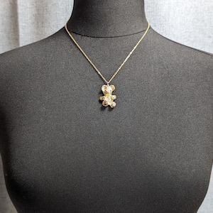 Lovely Vintage Jewellery Gold-tone Teddy bear Pendant  Necklace