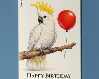 Animal Hugs Series Sulphur-crested Cockatoo: Rock your birthday! Happy Birthday Card Premium Greeting Card Envelope Personalised Friends