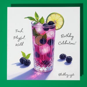 Brombeer Mojito - Frisch, Verspielt, Wild - Alles Gute zum Geburtstag Karte - Premium Grußkarte & Umschlag - Personalisierte lustige Karte - Freund Familie