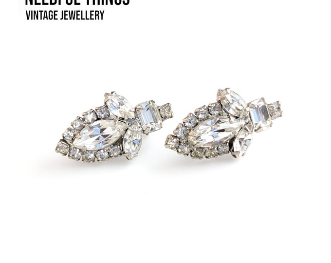 Lovely Vintage Sparkling Faux Diamond Earrings by Weiss Jewellery