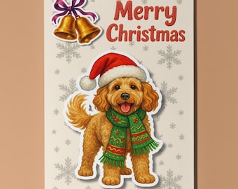 Cockapoo Dog Breeds - Pop Pets 3D Collection - Merry Christmas Card - Funny Animal Premium Quality Greeting Card Envelope Personalised card