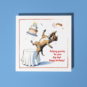 Chien drôle fait main et gâteau d'anniversaire Carte de joyeux anniversaire Carte d'animal drôle Carte de voeux premium pour amoureux des animaux avec enveloppe blanche