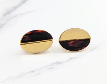 Lovely Vintage Plastic Tortoiseshell Clip-on Earrings by Trifari Jewellery