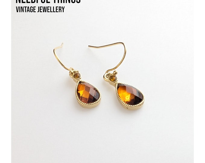Radiant Jewellery Gold Tone Teardrop Earrings with Imitation Yellow Topaz