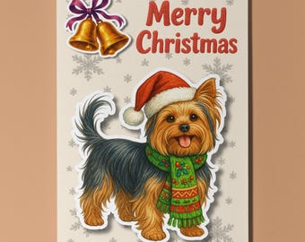 Yorkshire terrier Dog - Pop Pets 3D Collection - Christmas Card - Funny Animal - Premium Quality Greeting Card Envelope - Personalised card
