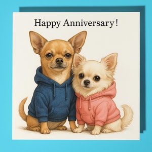 Cani Chihuahua - Biglietto di auguri per il buon anniversario con animali divertenti - Busta per biglietti di auguri premium - Biglietto personalizzato con cane - Marito, coppia, fidanzato