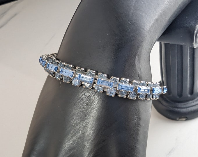 Beautiful Vintage Blue Crystal Bracelet by Weiss Jewellery