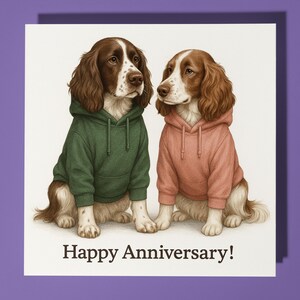 Épagneuls Springer anglais - Carte de joyeux anniversaire Funny Animal - Enveloppe de carte de voeux premium - Carte de chien personnalisée - Couple de maris