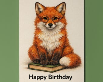 Animal Hugs Collection Fox - Outsmarting Another Year Happy Birthday Card  Premium Greeting Card  Envelope Personalised - Friends Family