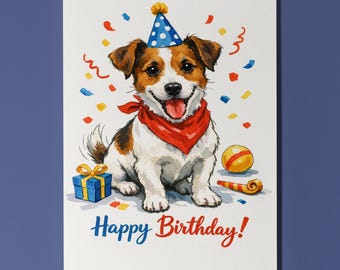 Jack Russell Dog Happy Birthday Card - Funny Animal - Premium Greeting Card Envelope Personalised card - Dog Breeds - Friends Family members