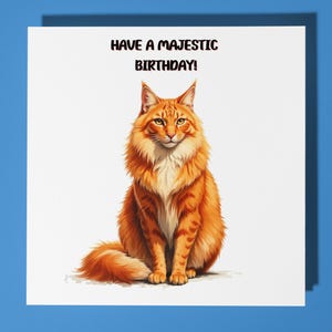 Carte de joyeux anniversaire maine coon chat - animal drôle - enveloppe de carte de voeux premium - carte chat personnalisée - soeur fille amie maman papa