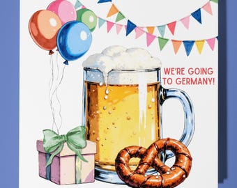 We're going to Germany Card -  Premium Greeting Card & Envelope - Personalised Countries and Cities cards - Couple Family Friend Girlfriend