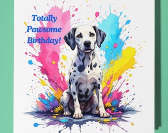 Handmade Dalmatian dog Birthday Card - Personalised Dog card Funny Animal Card Premium - Greeting Card & Envelope Mum Dad Son Sister Friend
