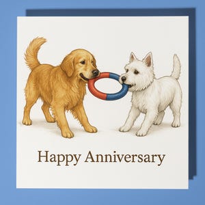 Tarjeta de feliz aniversario para un golden retriever Highland White Terrier - Animal divertido - Tarjeta de felicitación premium y sobre - Tarjeta personalizada para perro
