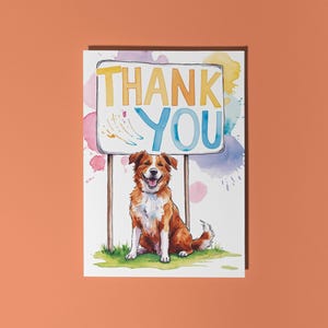 Handmade Glücklicher Hund lächelt Danke! Karte Lustige Tierkarte Tierliebhaber Premium Grußkarte & Umschlag