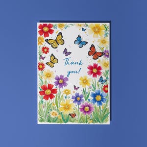 Beaux papillons et fleurs faits main Merci ! Carte Carte drôle d'animal Carte de voeux et enveloppe premium pour les amoureux des animaux