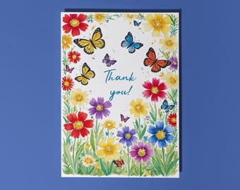 Handmade Beautiful Butterflies and Flowers Thank you! Card Funny Animal Card Animal Lovers Premium Greeting Card & Envelope