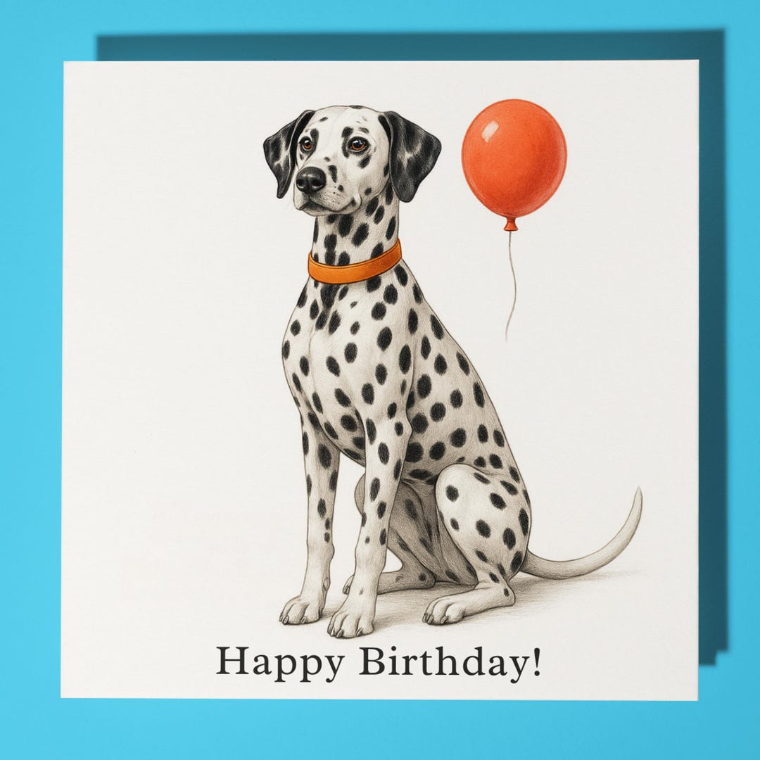 Dog Collection - Dalmatian Dog - Happy Birthday Card - Funny Animal ...