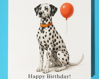Dog Collection - Dalmatian Dog - Happy Birthday Card - Funny Animal - Premium Greeting Card & Envelope - Personalised card - Friend Family
