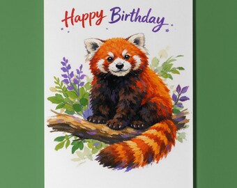 Animal Hugs Series Red Panda: Soft Tail Hugs Happy Birthday Card Premium quality Funny Greeting Card Envelope Personalised Friends Family