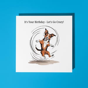 Biglietto di auguri di buon compleanno fatto a mano con cane È il tuo compleanno Andiamo pazzi Biglietto di auguri divertente con animali Amanti degli animali Biglietto di auguri premium Busta bianca