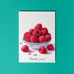 Handgemaakt bord met prachtige frambozen Bedankt! Kaart Funny Animal Card Animal Lovers Premium wenskaart en envelop