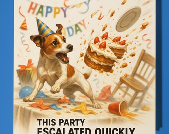 Funny Jack Russel Dog  - Happy Birthday Card - Funny Animal - Premium Greeting Card and Envelope - Personalised dog card - sister  friend
