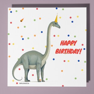 Dinosaurier Didplodocus - Geburtstagskarte - Personalisierte Karte - Lustige Tier Karte - Premium Grußkarte & Umschlag Mama Papa Sohn Schwester Freund