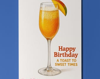Cocktail Wishes Collection - Mango Bellini Cocktail - Sweet times - Happy Birthday Card - Premium Greeting Card Envelope - Personalised card