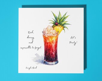 Handmade Jungle Bird cocktail - Rich, daring, and impossible to forget. - Happy Birthday Card Premium Greeting Card & Envelope