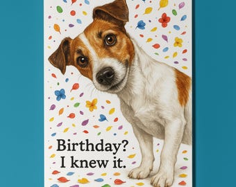 Dog Breeds Collection - Jack Russell Terrier - Happy Birthday Card - Funny Animal - Premium Greeting Card and Envelope - Personalised card