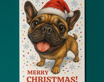 French Bulldog Dog - Snout Party Collection - Merry Christmas! Card - Funny Dog Breeds - Premium Greeting Card & Envelope Personalised card