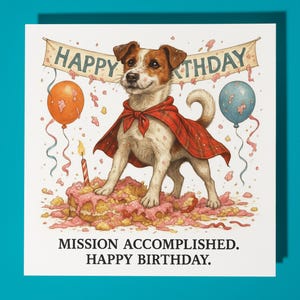 Fine Art Funnies - Jack Russel Terrier - Alles Gute zum Geburtstag Karte - Premium Grußkarte und Umschlag - Personalisierte lustige Hunde Karte - Freund