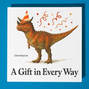 Dinosaurier Carnotaurus - Geburtstagskarte - Personalisierte Karte - Lustige Tier Karte - Premium Grußkarte & Umschlag Mama Papa Sohn Schwester Freund