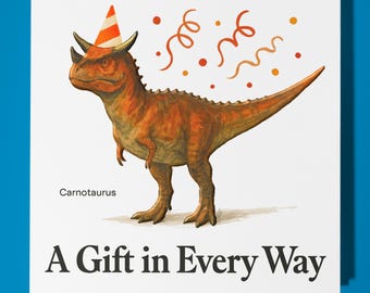 Dinosaur Carnotaurus - Birthday Card - Personalised card -  Funny Animal Card - Premium Greeting Card & Envelope Mum Dad Son Sister Friend