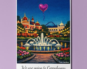 We are going to Copenhagen - Tivoli Gardens Card - Premium Greeting Card Envelope - Personalised City -  Friend Girlfriend Wife Family